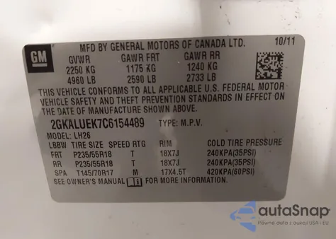 2012 GMC Terrain Slt-1 from USA, damaged, VIN 2GKALUEK7C6154489